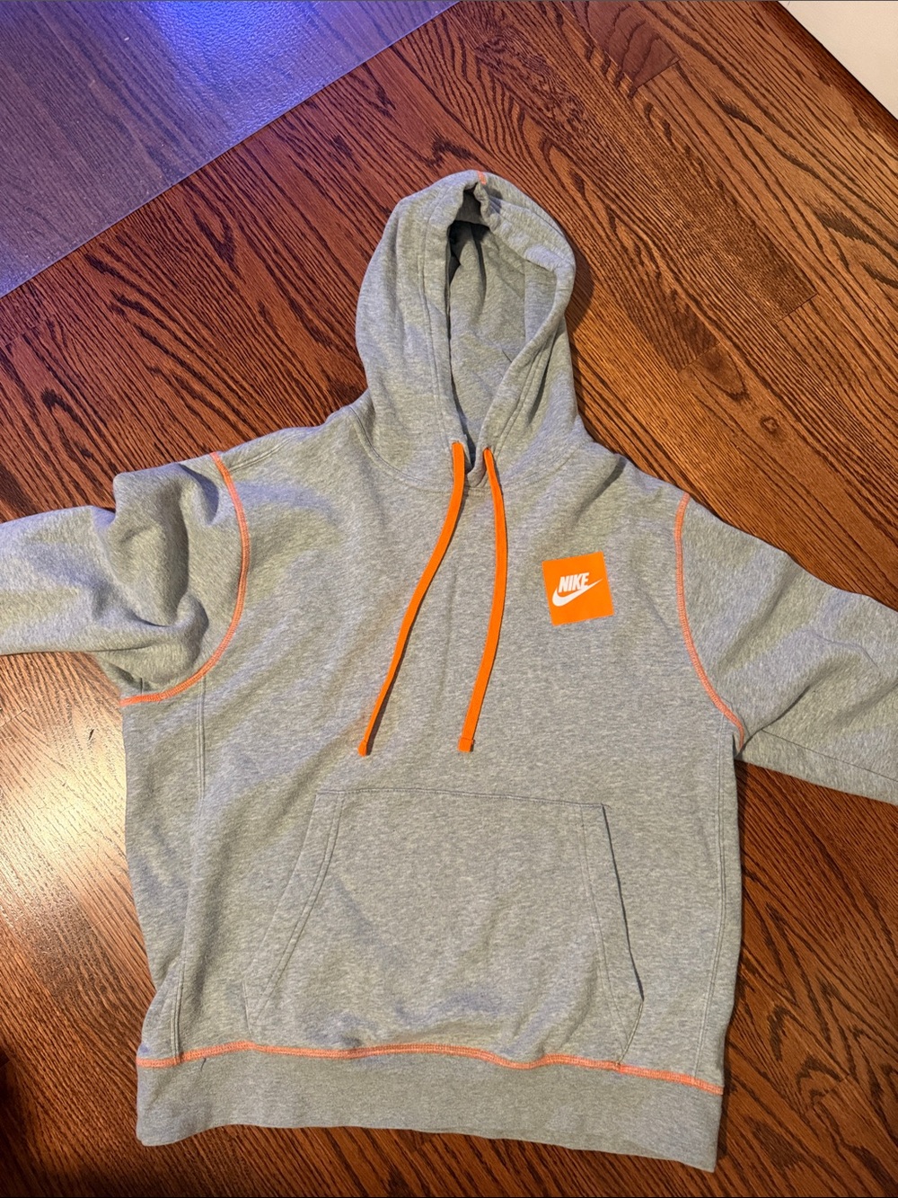 Nike Gray Crewneck Hoodie with Orange Accents